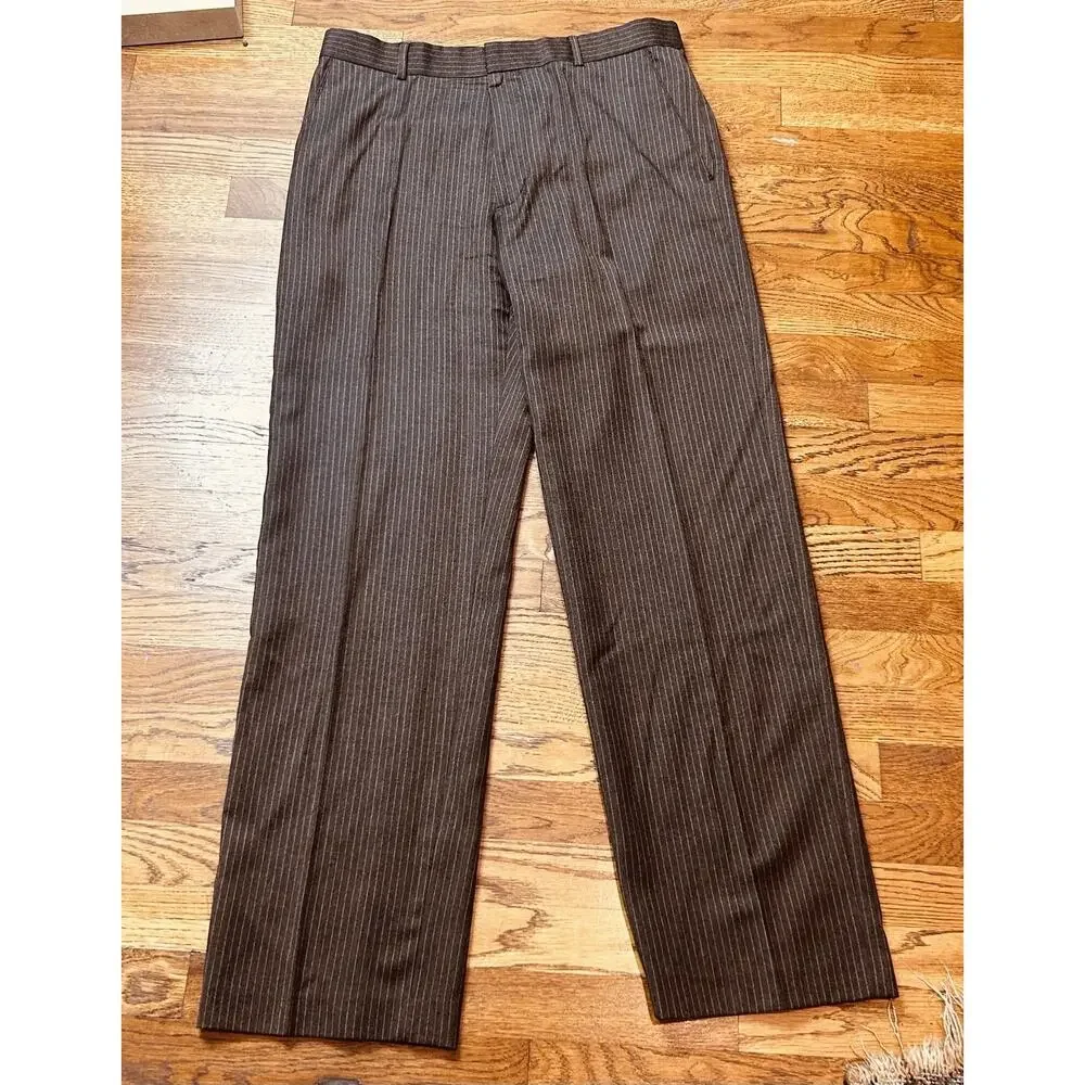 Banana Republic Mens Wool Suit 2 Pc Brown‎ Pinstripe, 36Long, 34x34